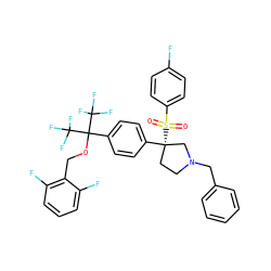 O=S(=O)(c1ccc(F)cc1)[C@@]1(c2ccc(C(OCc3c(F)cccc3F)(C(F)(F)F)C(F)(F)F)cc2)CCN(Cc2ccccc2)C1 ZINC001772581790