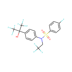 O=S(=O)(c1ccc(F)cc1)N(CC(F)(F)F)c1ccc(C(O)(C(F)(F)F)C(F)(F)F)cc1 ZINC000103248796