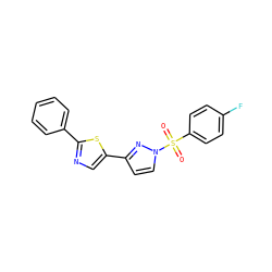 O=S(=O)(c1ccc(F)cc1)n1ccc(-c2cnc(-c3ccccc3)s2)n1 ZINC000001389012