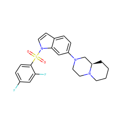 O=S(=O)(c1ccc(F)cc1F)n1ccc2ccc(N3CCN4CCCC[C@@H]4C3)cc21 ZINC000029462412