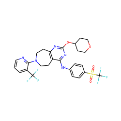O=S(=O)(c1ccc(Nc2nc(OC3CCOCC3)nc3c2CCN(c2ncccc2C(F)(F)F)CC3)cc1)C(F)(F)F ZINC000144162480