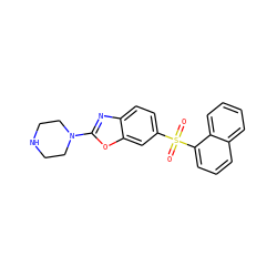 O=S(=O)(c1ccc2nc(N3CCNCC3)oc2c1)c1cccc2ccccc12 ZINC000040863730