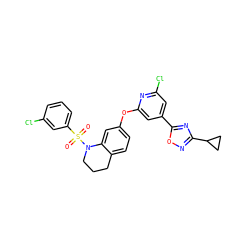 O=S(=O)(c1cccc(Cl)c1)N1CCCc2ccc(Oc3cc(-c4nc(C5CC5)no4)cc(Cl)n3)cc21 ZINC000103264555