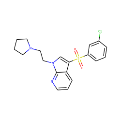 O=S(=O)(c1cccc(Cl)c1)c1cn(CCN2CCCC2)c2ncccc12 ZINC000045316662