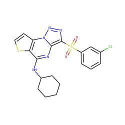 O=S(=O)(c1cccc(Cl)c1)c1nnn2c1nc(NC1CCCCC1)c1sccc12 ZINC000009116949
