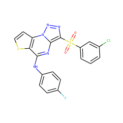 O=S(=O)(c1cccc(Cl)c1)c1nnn2c1nc(Nc1ccc(F)cc1)c1sccc12 ZINC000009116954