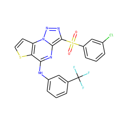 O=S(=O)(c1cccc(Cl)c1)c1nnn2c1nc(Nc1cccc(C(F)(F)F)c1)c1sccc12 ZINC000020516501