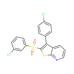 O=S(=O)(c1cccc(Cl)c1)c1sc2ncccc2c1-c1ccc(Cl)cc1 ZINC000138708516