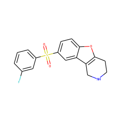 O=S(=O)(c1cccc(F)c1)c1ccc2oc3c(c2c1)CNCC3 ZINC000143337310