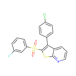 O=S(=O)(c1cccc(F)c1)c1sc2ncccc2c1-c1ccc(Cl)cc1 ZINC000138729370