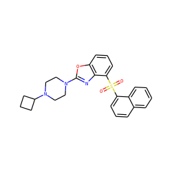 O=S(=O)(c1cccc2ccccc12)c1cccc2oc(N3CCN(C4CCC4)CC3)nc12 ZINC000040863138