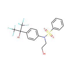 O=S(=O)(c1ccccc1)N(CCO)c1ccc(C(O)(C(F)(F)F)C(F)(F)F)cc1 ZINC000103248809