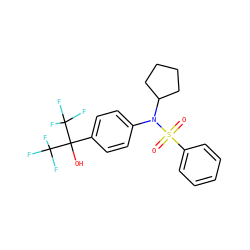 O=S(=O)(c1ccccc1)N(c1ccc(C(O)(C(F)(F)F)C(F)(F)F)cc1)C1CCCC1 ZINC000028572475