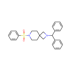 O=S(=O)(c1ccccc1)N1CCC2(CC1)CN(C(c1ccccc1)c1ccccc1)C2 ZINC000003955747