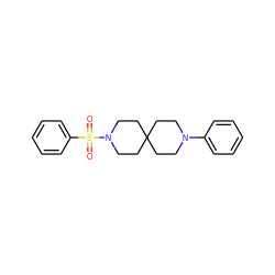 O=S(=O)(c1ccccc1)N1CCC2(CCN(c3ccccc3)CC2)CC1 ZINC000003955749
