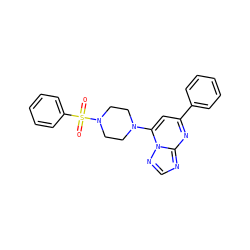 O=S(=O)(c1ccccc1)N1CCN(c2cc(-c3ccccc3)nc3ncnn23)CC1 ZINC000004375111