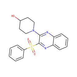 O=S(=O)(c1ccccc1)c1nc2ccccc2nc1N1CCC(O)CC1 ZINC000084586976