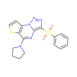 O=S(=O)(c1ccccc1)c1nnn2c1nc(N1CCCC1)c1sccc12 ZINC000004316466