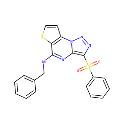 O=S(=O)(c1ccccc1)c1nnn2c1nc(NCc1ccccc1)c1sccc12 ZINC000008589490