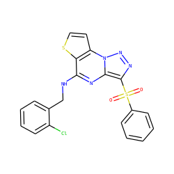 O=S(=O)(c1ccccc1)c1nnn2c1nc(NCc1ccccc1Cl)c1sccc12 ZINC000009116899
