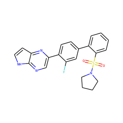 O=S(=O)(c1ccccc1-c1ccc(-c2cnc3[nH]ccc3n2)c(F)c1)N1CCCC1 ZINC000224794491