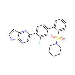 O=S(=O)(c1ccccc1-c1ccc(-c2cnc3[nH]ccc3n2)c(F)c1)N1CCCCC1 ZINC000224841769