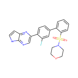 O=S(=O)(c1ccccc1-c1ccc(-c2cnc3[nH]ccc3n2)c(F)c1)N1CCOCC1 ZINC000224820488