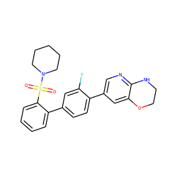 O=S(=O)(c1ccccc1-c1ccc(-c2cnc3c(c2)OCCN3)c(F)c1)N1CCCCC1 ZINC000224760010