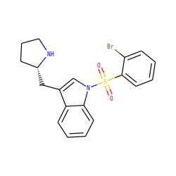 O=S(=O)(c1ccccc1Br)n1cc(C[C@@H]2CCCN2)c2ccccc21 ZINC000028524026