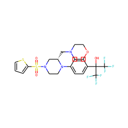 O=S(=O)(c1cccs1)N1CCN(c2ccc(C(O)(C(F)(F)F)C(F)(F)F)cc2)[C@@H](CN2CCOCC2)C1 ZINC000103238904