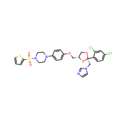 O=S(=O)(c1cccs1)N1CCN(c2ccc(OC[C@@H]3CO[C@@](Cn4ccnc4)(c4ccc(Cl)cc4Cl)O3)cc2)CC1 ZINC000212348008