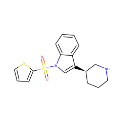 O=S(=O)(c1cccs1)n1cc([C@@H]2CCCNC2)c2ccccc21 ZINC000028524771