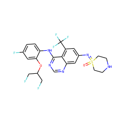 O=S1(=Nc2cc(C(F)(F)F)c3c(Nc4ccc(F)cc4OC(CF)CF)ncnc3c2)CCNCC1 ZINC001772619111