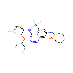 O=S1(=Nc2cc(C(F)(F)F)c3c(Nc4ccc(F)cc4OC(CF)CF)ncnc3c2)CCOCC1 ZINC001772573463
