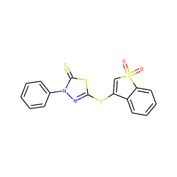 O=S1(=O)C=C(Sc2nn(-c3ccccc3)c(=S)s2)c2ccccc21 ZINC000009142785