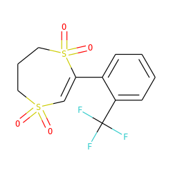 O=S1(=O)C=C(c2ccccc2C(F)(F)F)S(=O)(=O)CCC1 ZINC000225954687