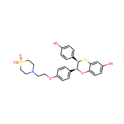 O=S1(=O)CCN(CCOc2ccc([C@@H]3Oc4ccc(O)cc4S[C@@H]3c3ccc(O)cc3)cc2)CC1 ZINC000028372715