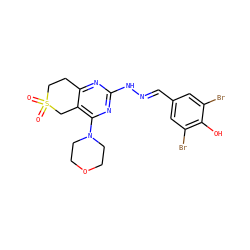 O=S1(=O)CCc2nc(N/N=C/c3cc(Br)c(O)c(Br)c3)nc(N3CCOCC3)c2C1 ZINC000299820906