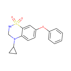 O=S1(=O)NCN(C2CC2)c2ccc(Oc3ccccc3)cc21 ZINC000072315659