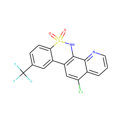 O=S1(=O)Nc2c(cc(Cl)c3cccnc23)-c2cc(C(F)(F)F)ccc21 ZINC000201622470