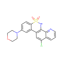 O=S1(=O)Nc2c(cc(Cl)c3cccnc23)-c2cc(N3CCOCC3)ccc21 ZINC000201629852