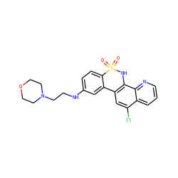 O=S1(=O)Nc2c(cc(Cl)c3cccnc23)-c2cc(NCCN3CCOCC3)ccc21 ZINC000205637035