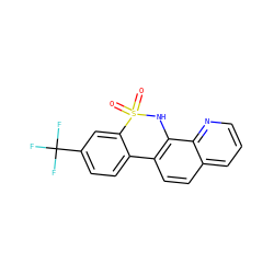 O=S1(=O)Nc2c(ccc3cccnc23)-c2ccc(C(F)(F)F)cc21 ZINC000143749461