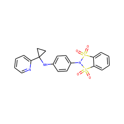 O=S1(=O)c2ccccc2S(=O)(=O)N1c1ccc(NC2(c3ccccn3)CC2)cc1 ZINC000073196398