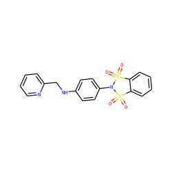 O=S1(=O)c2ccccc2S(=O)(=O)N1c1ccc(NCc2ccccn2)cc1 ZINC000073196397