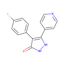 O=c1[nH][nH]c(-c2ccncc2)c1-c1ccc(F)cc1 ZINC000028390596
