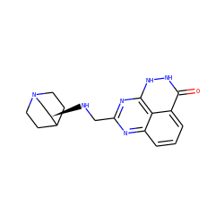 O=c1[nH][nH]c2nc(CN[C@@H]3CN4CCC3CC4)nc3cccc1c32 ZINC000059275411