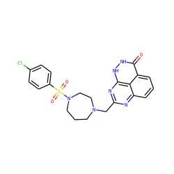 O=c1[nH][nH]c2nc(CN3CCCN(S(=O)(=O)c4ccc(Cl)cc4)CC3)nc3cccc1c32 ZINC000059279946