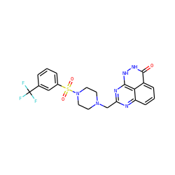 O=c1[nH][nH]c2nc(CN3CCN(S(=O)(=O)c4cccc(C(F)(F)F)c4)CC3)nc3cccc1c32 ZINC000059278658