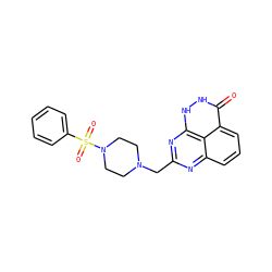 O=c1[nH][nH]c2nc(CN3CCN(S(=O)(=O)c4ccccc4)CC3)nc3cccc1c32 ZINC000059278656